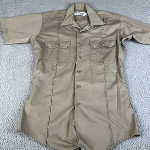 Elbeco Shirt Mens Large Tan Khaki Polyester Cotton Tactical Work Uniform